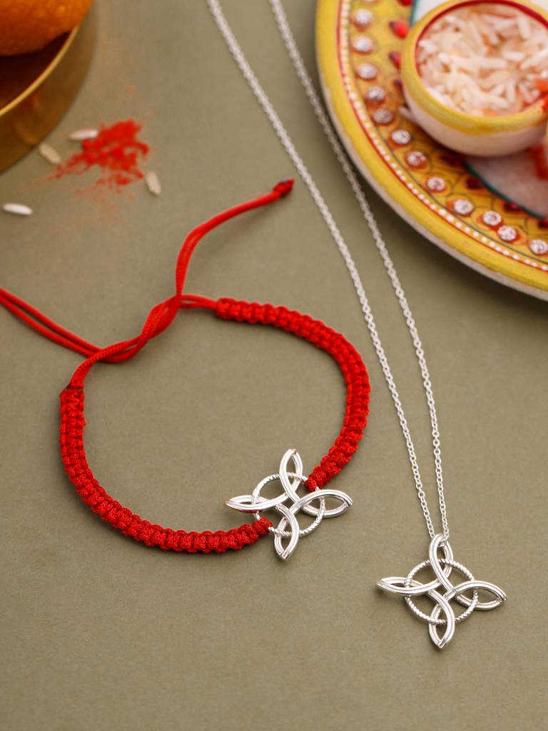  Perky 925 Sterling Silver Celtic Knot Rakhi Converted To Pendant With Chain For Women : SILRAKCV018
