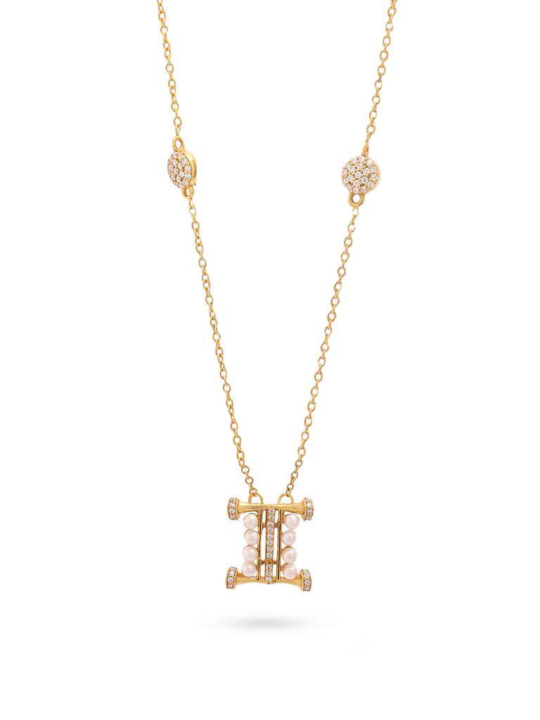 925 Sterling Silver Moissanite & Labradorite Studded 'I' Alphabet Pendant With Chain : SILSNP009