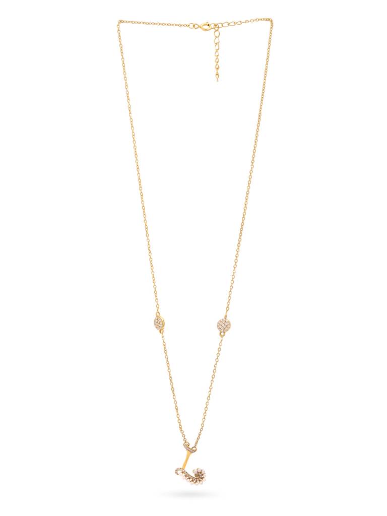 925 Sterling Silver Moissanite & Labradorite Studded 'L' Alphabet Pendant With Chain : SILSNP012