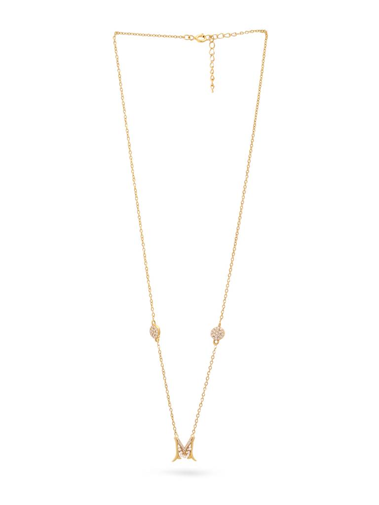 925 Sterling Silver Moissanite & Labradorite Studded 'M' Alphabet Pendant With Chain : SILSNP013