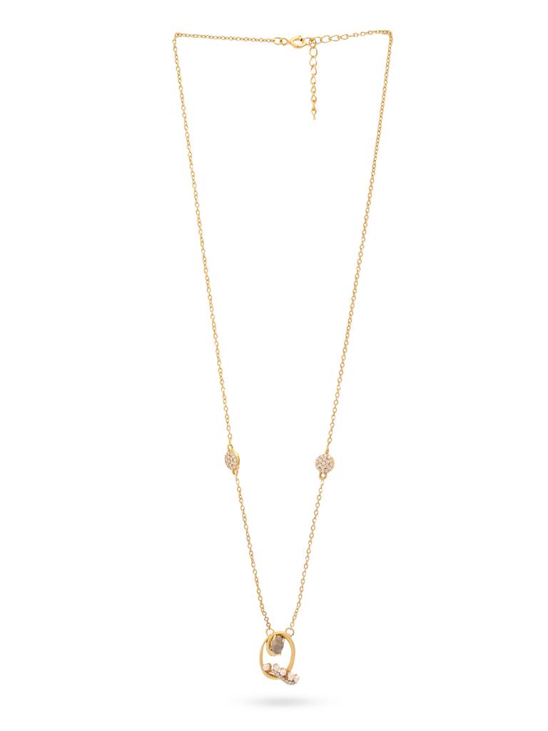 925 Sterling Silver Moissanite & Labradorite Studded 'Q' Alphabet Pendant With Chain : SILSNP017