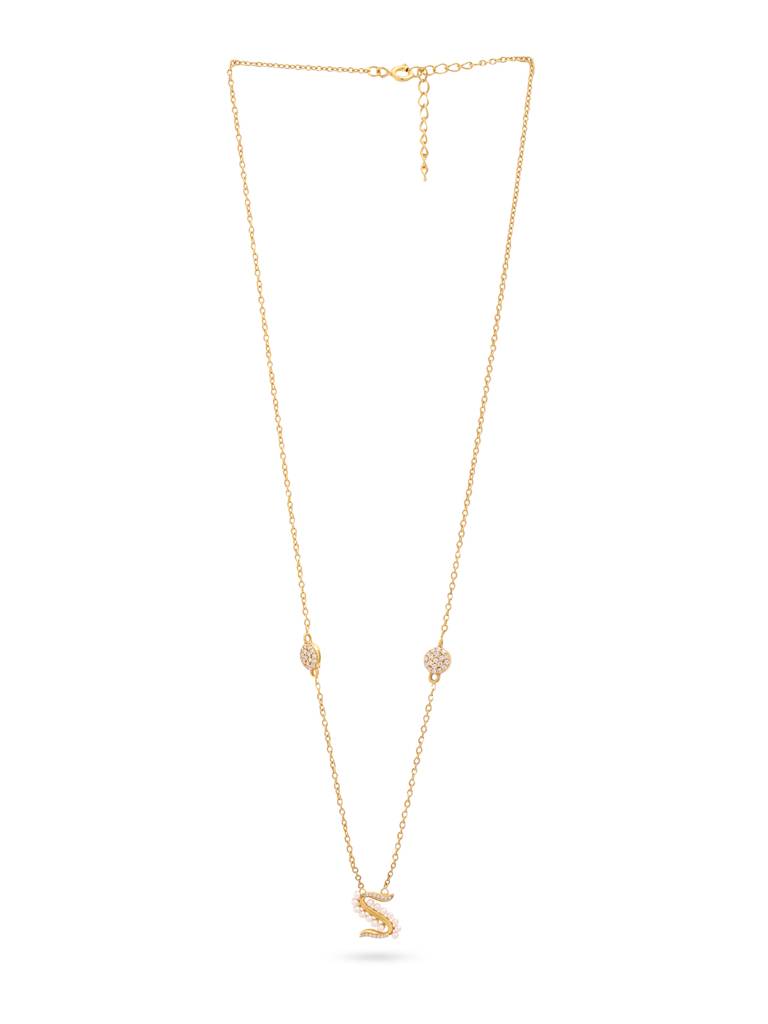 925 Sterling Silver Moissanite & Labradorite Studded 'S' Alphabet Pendant With Chain : SILSNP019