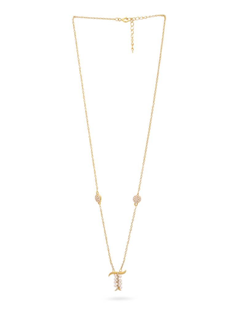 925 Sterling Silver Moissanite & Labradorite Studded 'T' Alphabet Pendant With Chain : SILSNP020