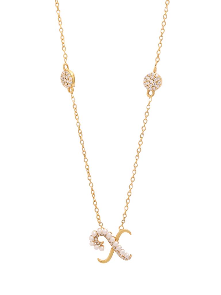 925 Sterling Silver Moissanite & Labradorite Studded 'X' Alphabet Pendant With Chain : SILSNP024