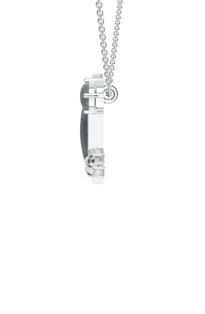 Kicky And Perky 925 Sterling Silver Rhodium-Plated Labradorite & Moissanite Studded Alphabet Pendant With Chain : SILSNP029_S