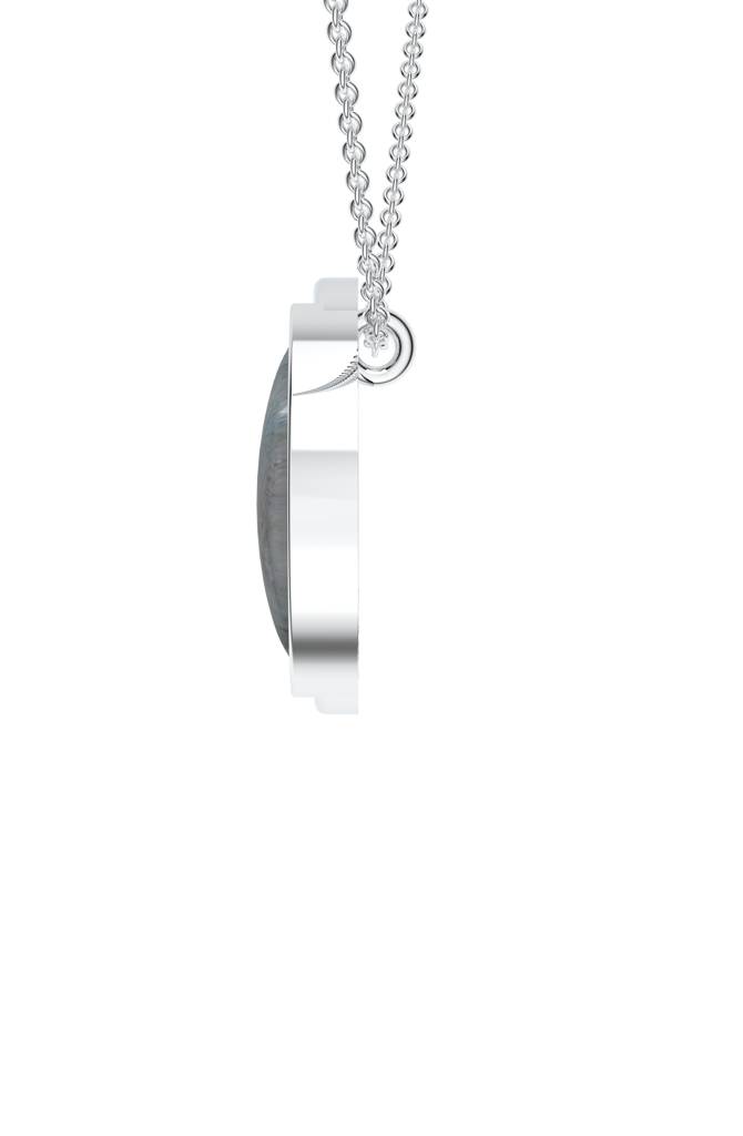 Kicky And Perky 925 Sterling Silver Rhodium-Plated Labradorite & Moissanite Studded Alphabet Pendant With Chain : SILSNP030_S