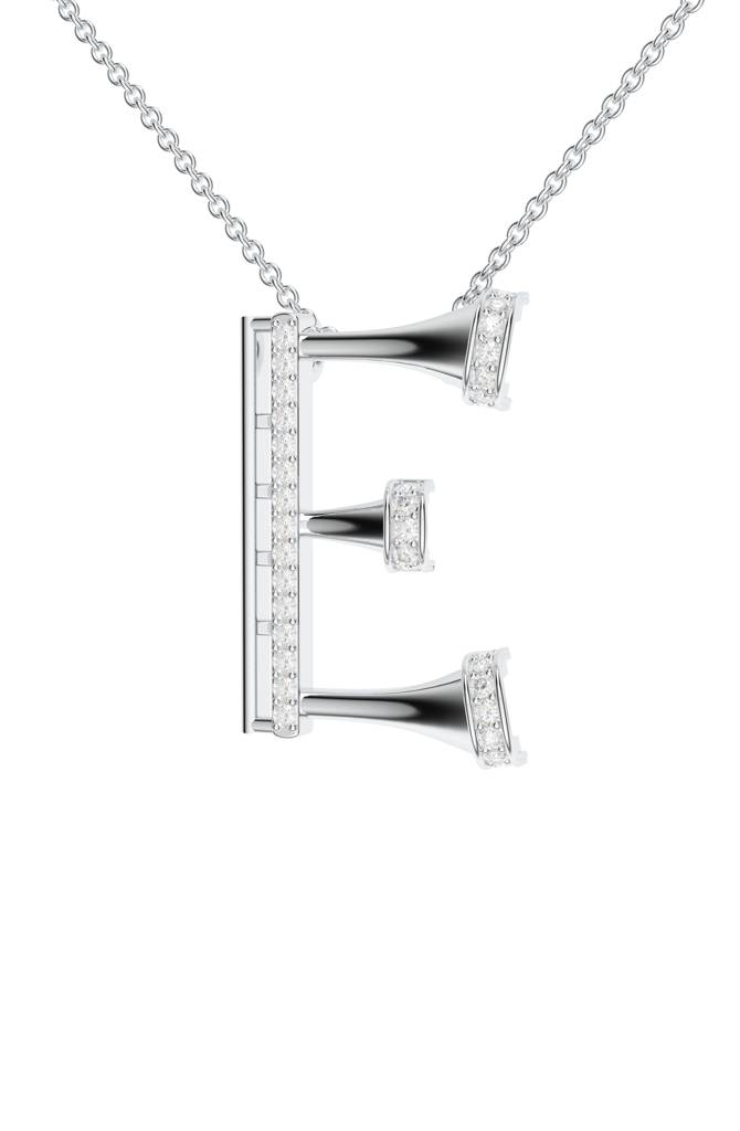 Kicky And Perky 925 Sterling Silver Rhodium-Plated Moissanite Studded Alphabet Pendant With Chain : SILSNP031_S