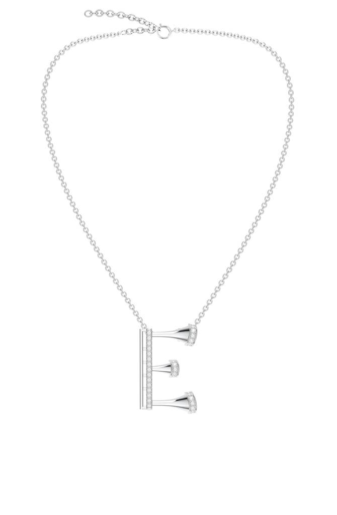Kicky And Perky 925 Sterling Silver Rhodium-Plated Moissanite Studded Alphabet Pendant With Chain : SILSNP031_S