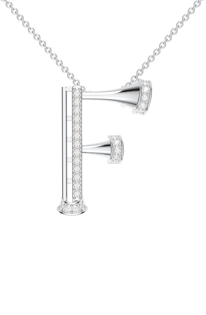 Kicky And Perky 925 Sterling Silver Rhodium-Plated Moissanite Studded Alphabet Pendant With Chain : SILSNP032_S