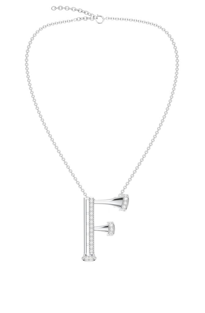 Kicky And Perky 925 Sterling Silver Rhodium-Plated Moissanite Studded Alphabet Pendant With Chain : SILSNP032_S