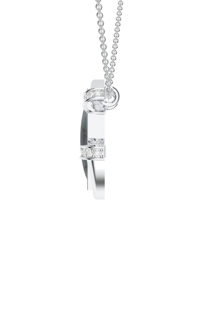 Kicky And Perky 925 Sterling Silver Rhodium-Plated Labradorite & Moissanite Studded Alphabet Pendant With Chain : SILSNP033_S