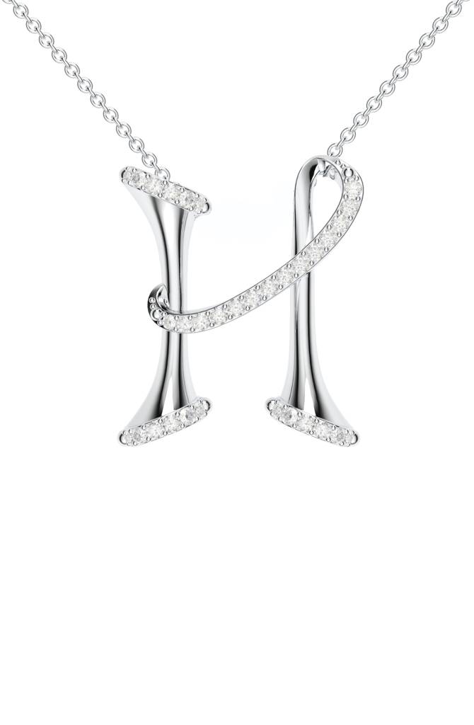 Kicky And Perky 925 Sterling Silver Rhodium-Plated Moissanite Studded Alphabet Pendant With Chain : SILSNP034_S