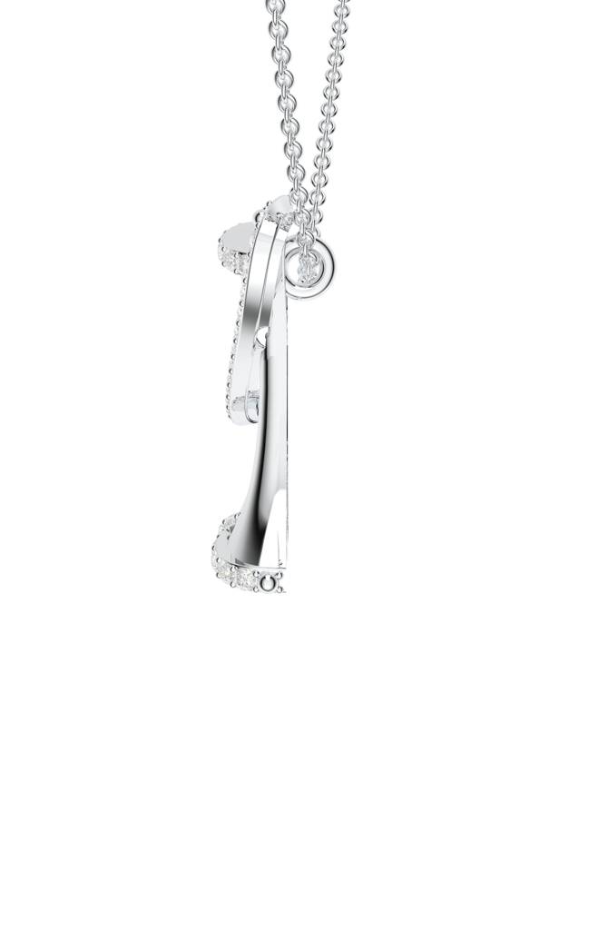 Kicky And Perky 925 Sterling Silver Rhodium-Plated Moissanite Studded Alphabet Pendant With Chain : SILSNP034_S