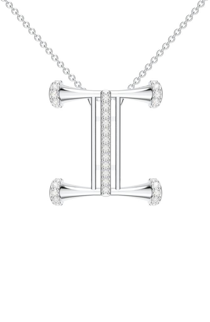 Kicky And Perky 925 Sterling Silver Rhodium-Plated Moissanite Studded Alphabet Pendant With Chain : SILSNP035_S