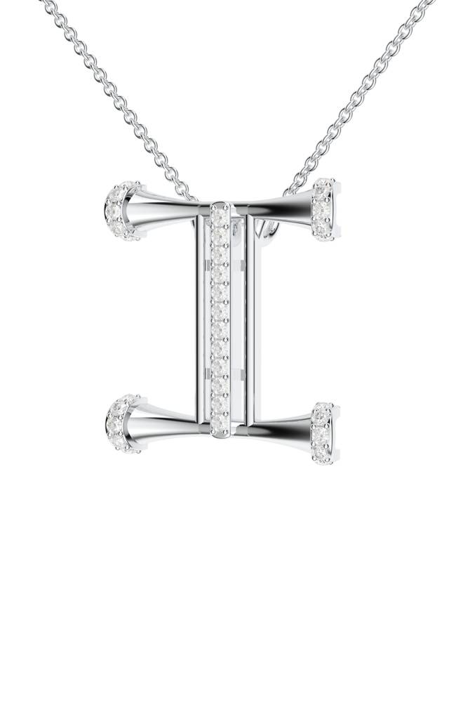 Kicky And Perky 925 Sterling Silver Rhodium-Plated Moissanite Studded Alphabet Pendant With Chain : SILSNP035_S