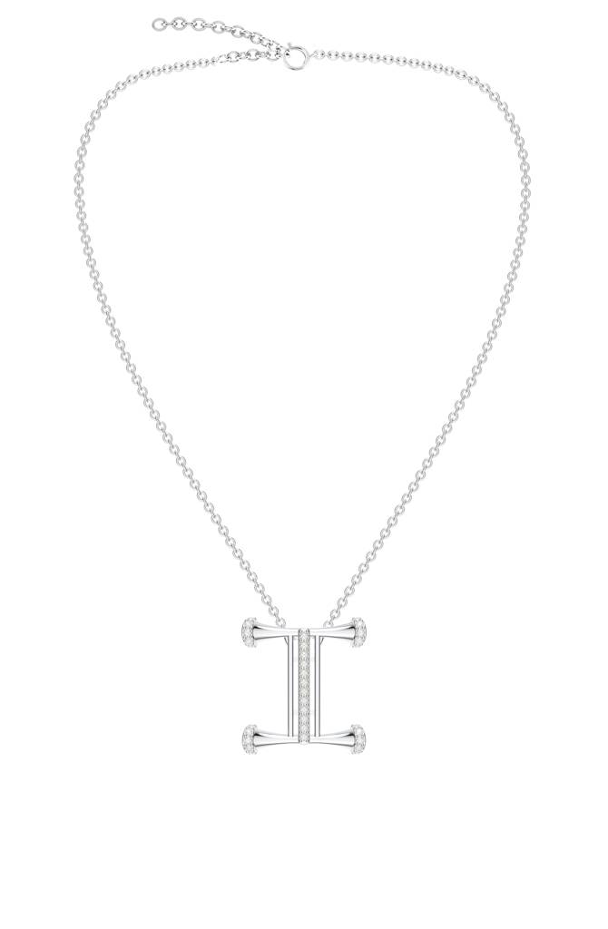 Kicky And Perky 925 Sterling Silver Rhodium-Plated Moissanite Studded Alphabet Pendant With Chain : SILSNP035_S