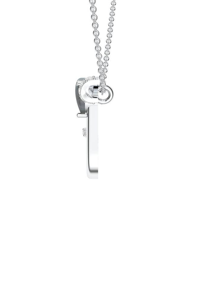 Kicky And Perky 925 Sterling Silver Rhodium-Plated Labradorite & Moissanite Studded Alphabet Pendant With Chain : SILSNP036_S