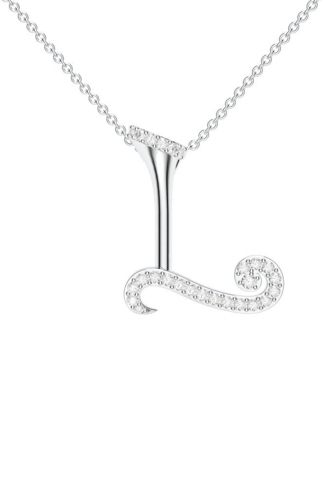 Kicky And Perky 925 Sterling Silver Rhodium-Plated Moissanite Studded Alphabet Pendant With Chain : SILSNP038_S