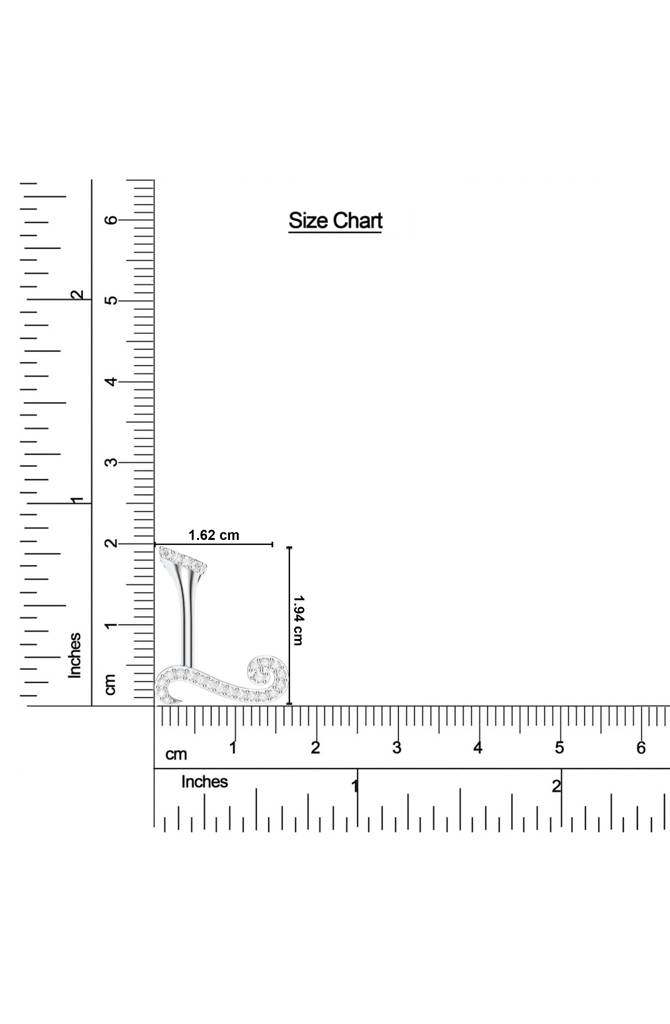 Kicky And Perky 925 Sterling Silver Rhodium-Plated Moissanite Studded Alphabet Pendant With Chain : SILSNP038_S