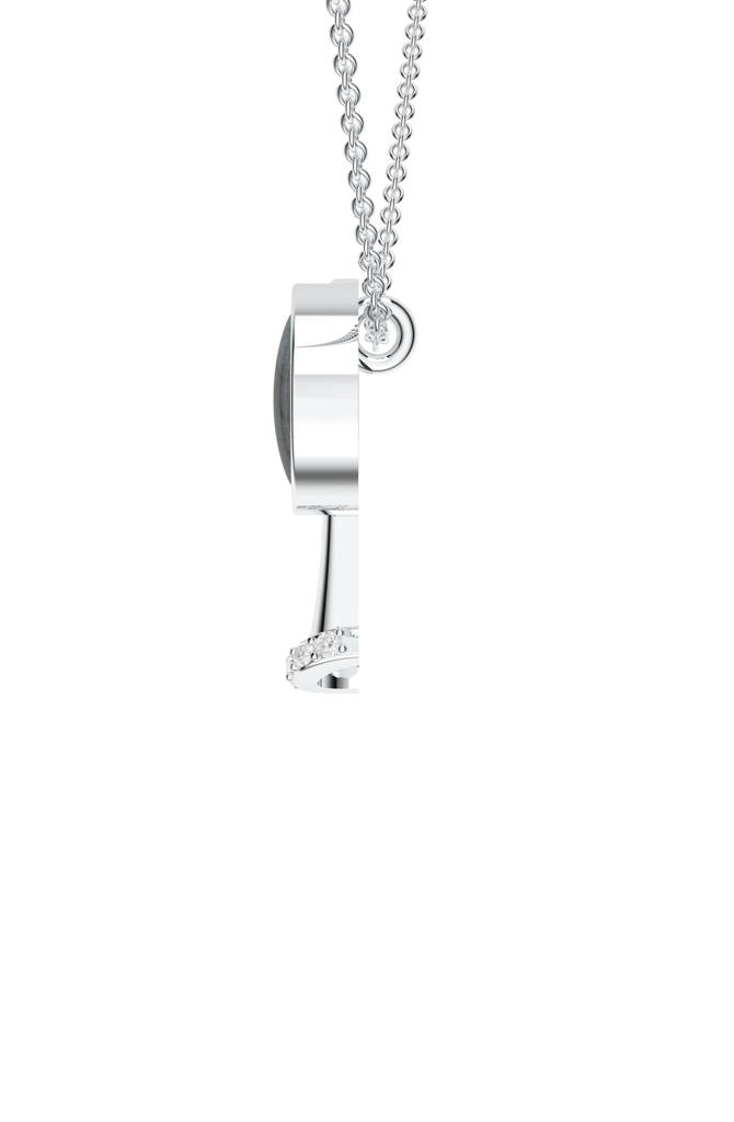 Kicky And Perky 925 Sterling Silver Rhodium-Plated Labradorite & Moissanite Studded Alphabet Pendant With Chain : SILSNP042_S