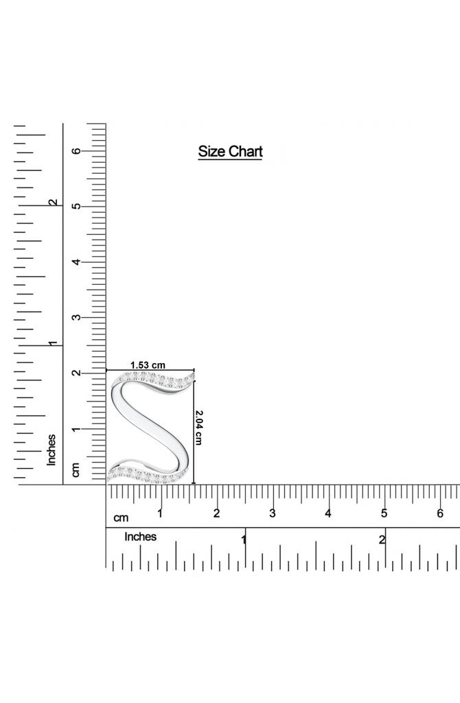 Kicky And Perky 925 Sterling Silver Rhodium-Plated Moissanite Studded Alphabet Pendant With Chain : SILSNP045_S