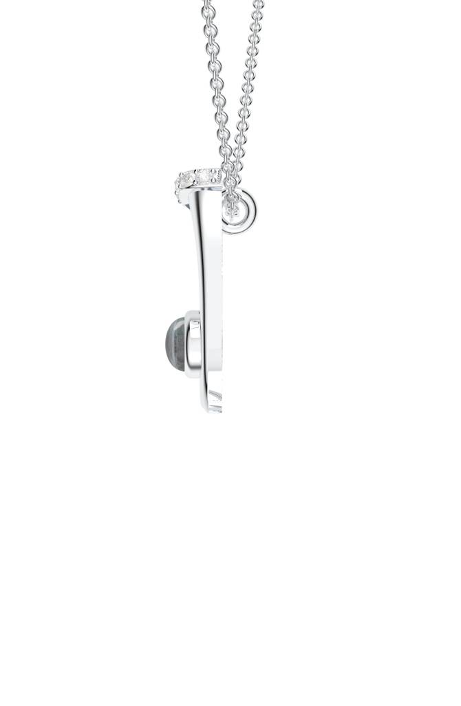 Kicky And Perky 925 Sterling Silver Rhodium-Plated Labradorite & Moissanite Studded Alphabet Pendant With Chain : SILSNP047_S