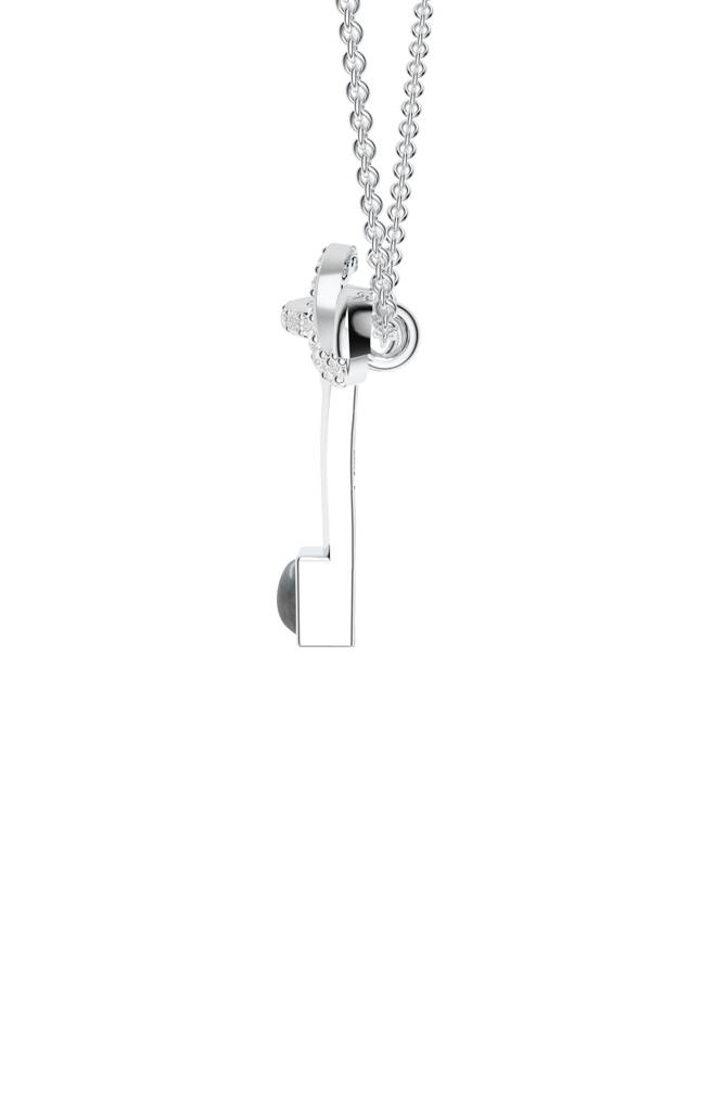 Kicky And Perky 925 Sterling Silver Rhodium-Plated Labradorite & Moissanite Studded Alphabet Pendant With Chain : SILSNP048_S