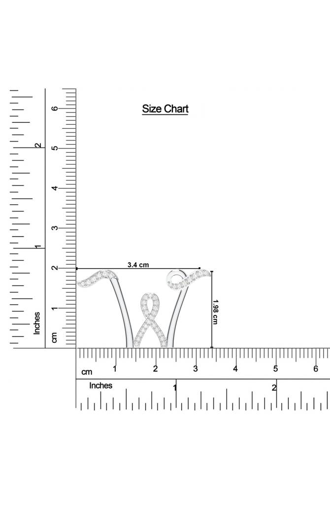 Kicky And Perky 925 Sterling Silver Rhodium-Plated Moissanite Studded Alphabet Pendant With Chain : SILSNP049_S