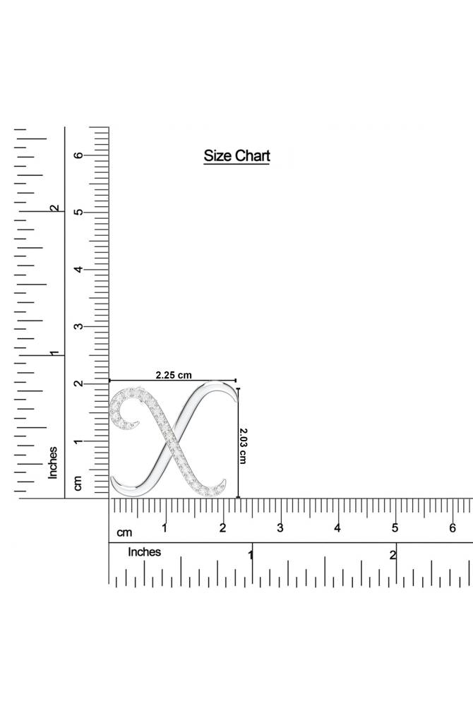 Kicky And Perky 925 Sterling Silver Rhodium-Plated Moissanite Studded Alphabet Pendant With Chain : SILSNP050_S