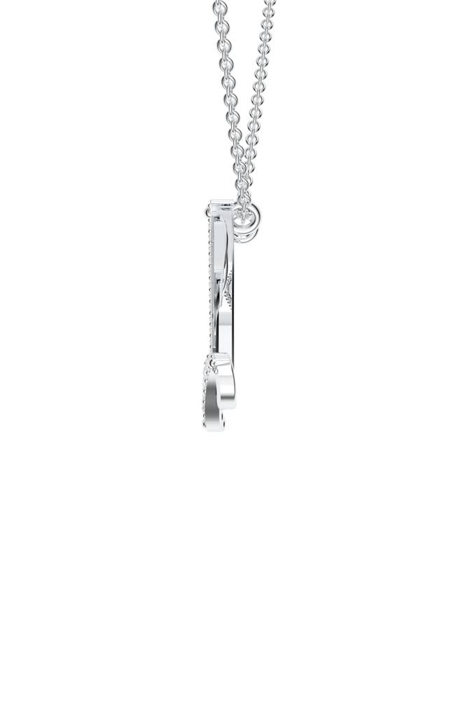 Kicky And Perky 925 Sterling Silver Rhodium-Plated Moissanite Studded Alphabet Pendant With Chain : SILSNP052_S