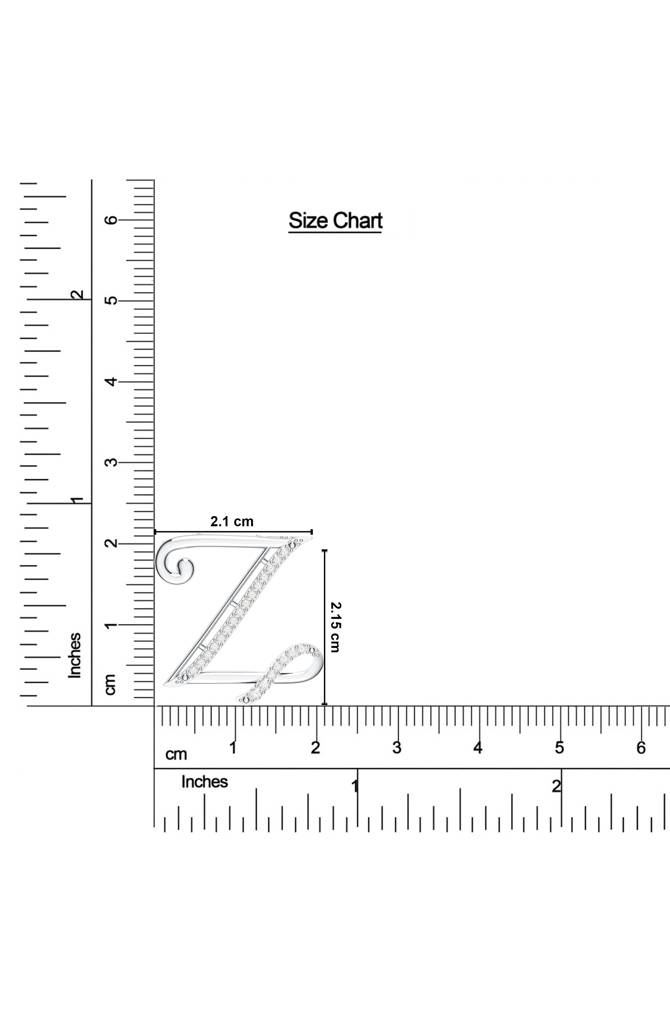 Kicky And Perky 925 Sterling Silver Rhodium-Plated Moissanite Studded Alphabet Pendant With Chain : SILSNP052_S