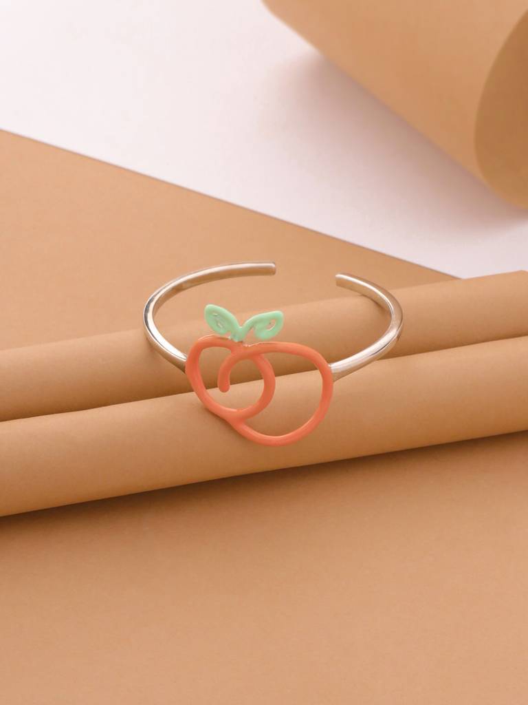 Kicky And Perky 925 Sterling Silver Orange And Green Enamel Dual Orange Adjustable Cuff For Women : SILSPB005