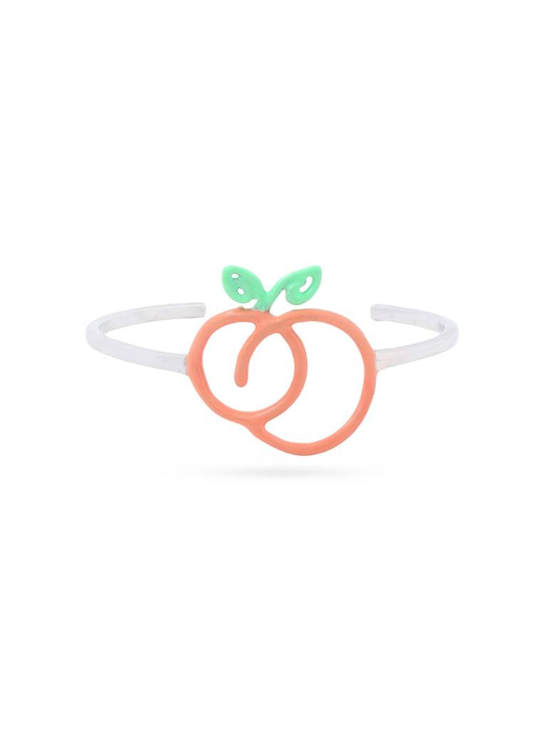 Kicky And Perky 925 Sterling Silver Orange And Green Enamel Dual Orange Adjustable Cuff For Women : SILSPB005