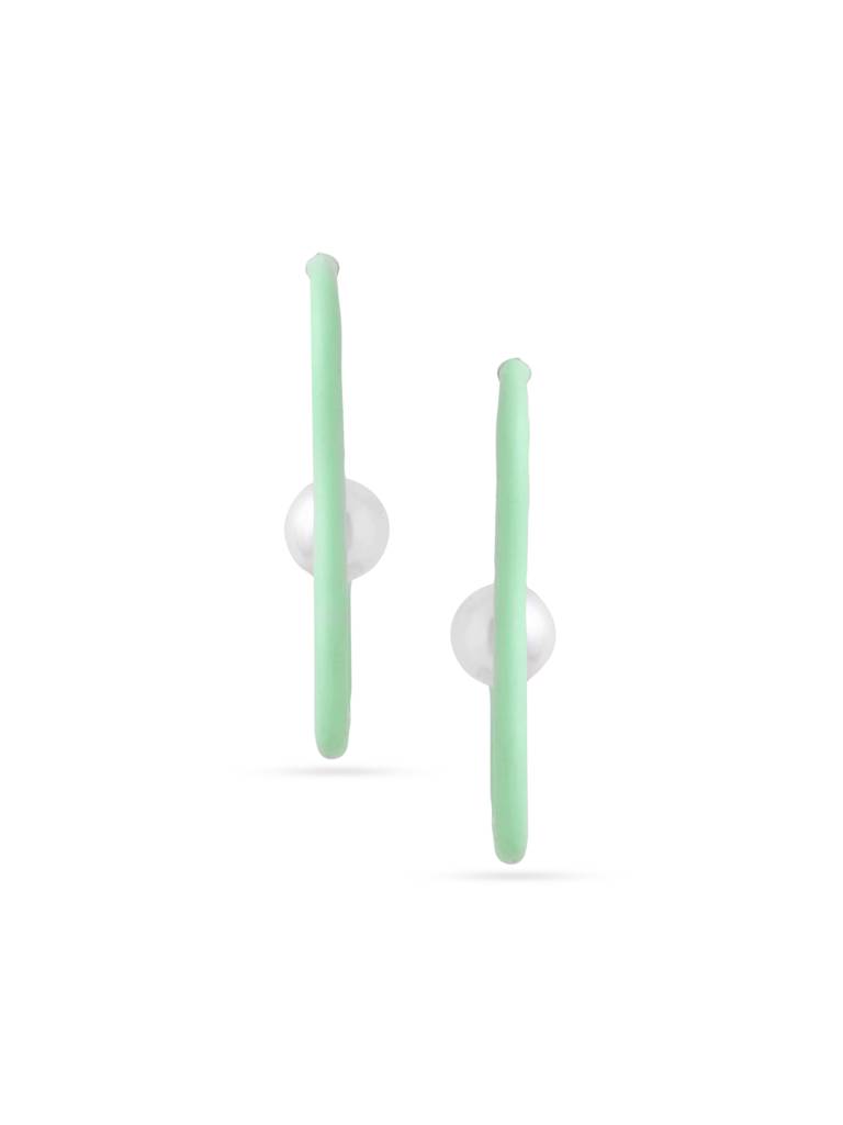 Kicky And Perky 925 Sterling Silver Green Enamel Pear Fruit Stud Earring For Women : SILSPE003