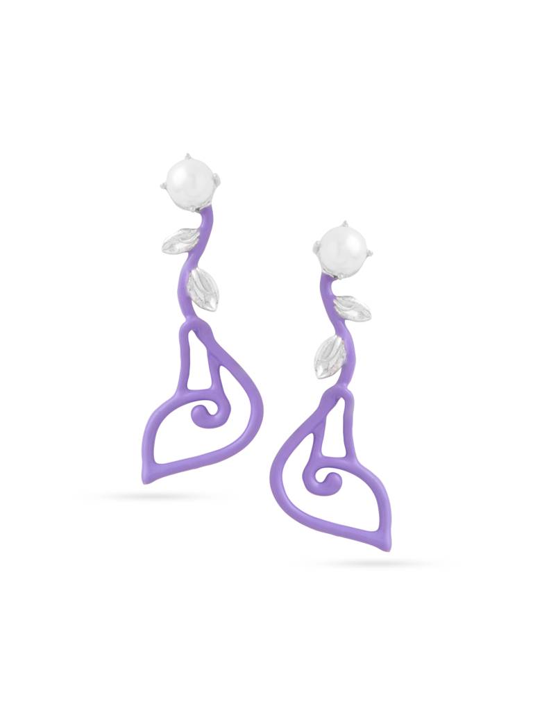 Kicky And Perky 925 Sterling Silver Purple Enamel Dangler Earring For Women : SILSPE006