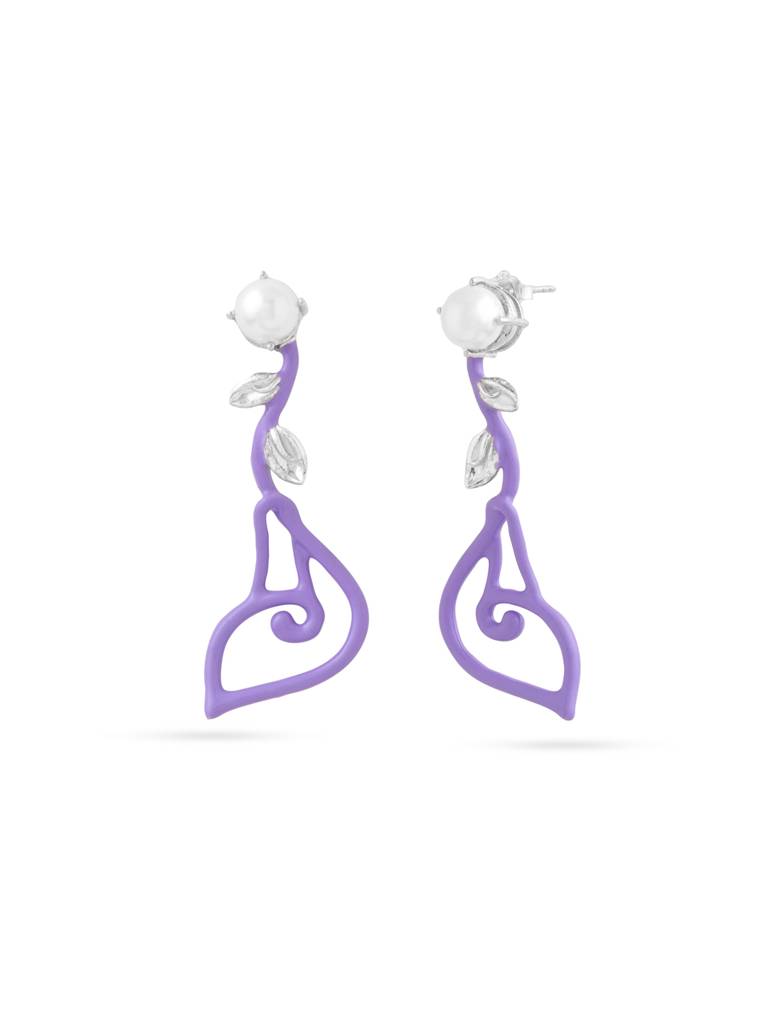 Kicky And Perky 925 Sterling Silver Purple Enamel Dangler Earring For Women : SILSPE006