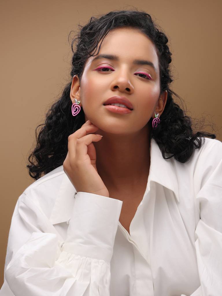 Kicky And Perky 925 Sterling Silver Pink And Green Enamel Strawberry Stud Earring For Women : SILSPE008