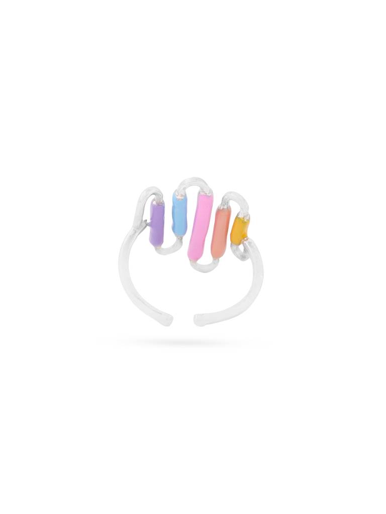 Kicky And Perky 925 Sterling Silver Multicolor Enamel Abstract Adjustable Ring : SILSPR006