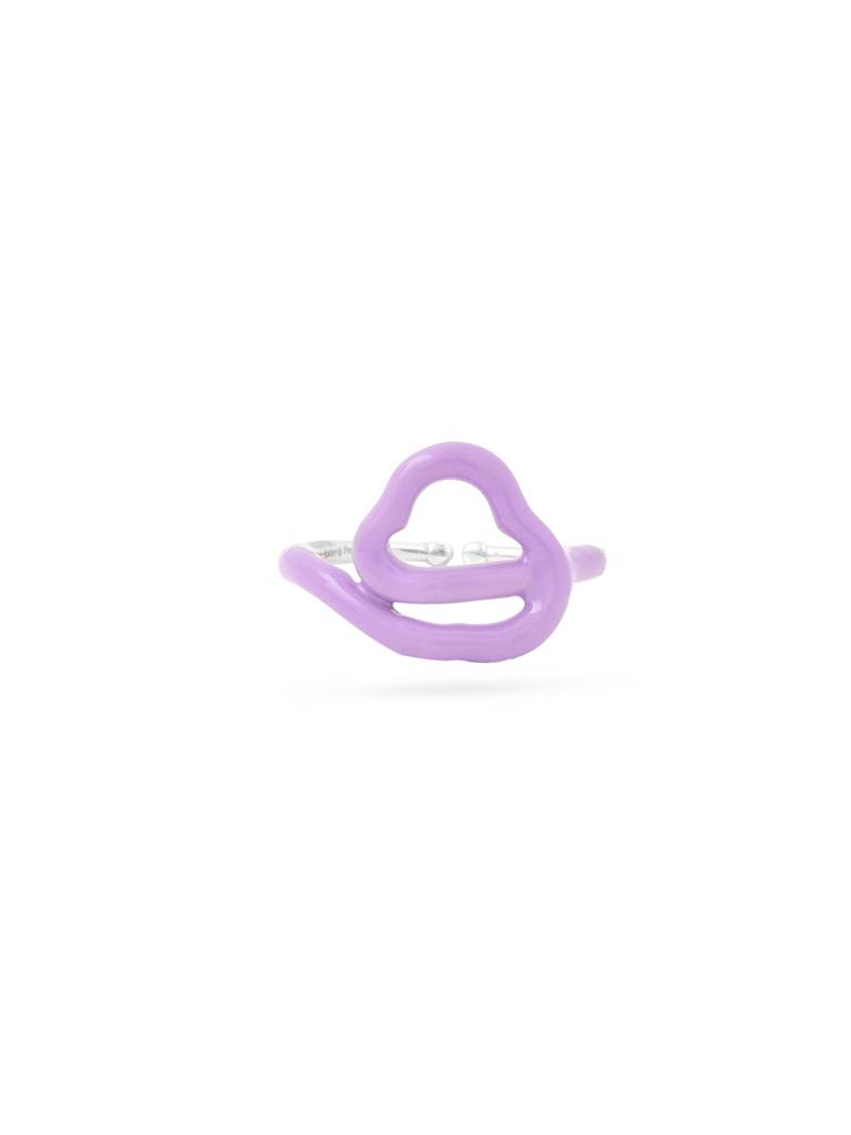Kicky And Perky 925 Sterling Silver Purple Enamel Abstract Adjustable Ring : SILSPR007
