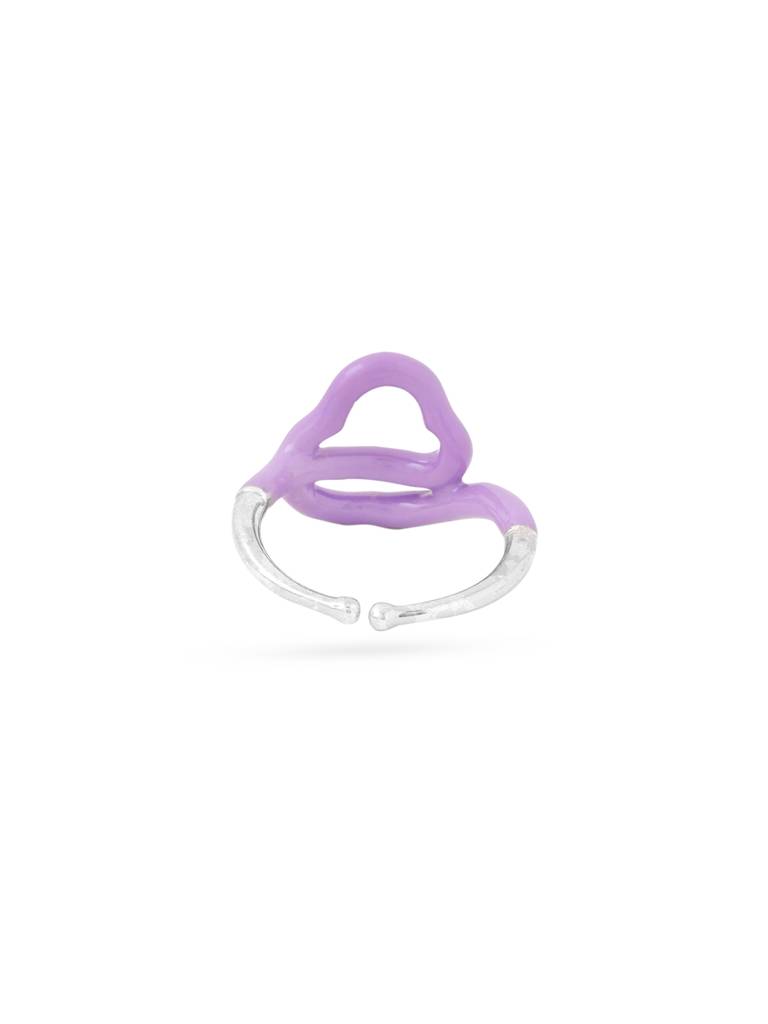 Kicky And Perky 925 Sterling Silver Purple Enamel Abstract Adjustable Ring : SILSPR007