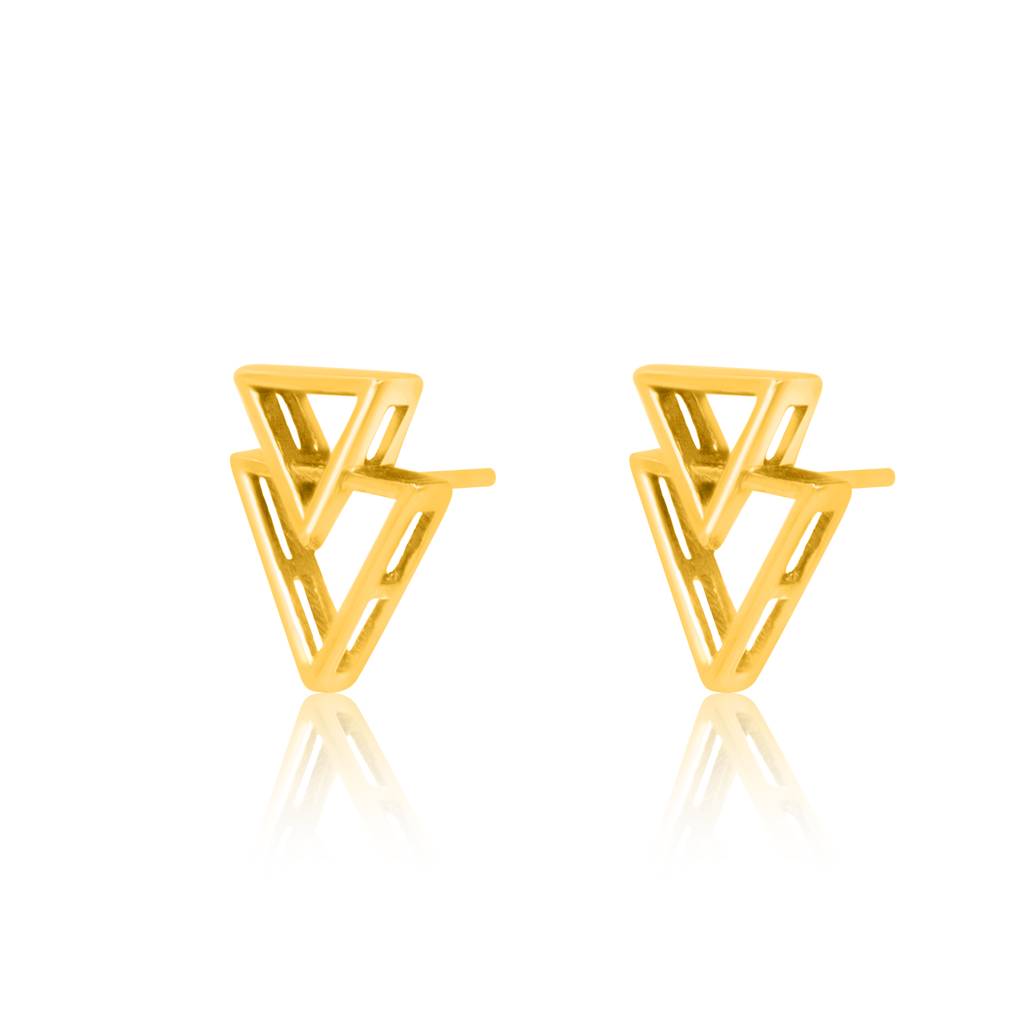 Kicky And Perky 925 Sterling Silver Earring Triangle Stud Gold Plated For Women : SILVALE002