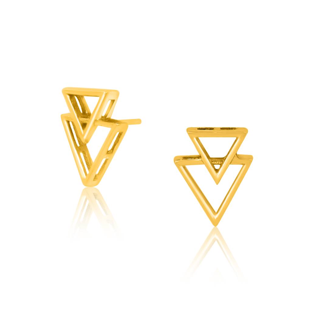 Kicky And Perky 925 Sterling Silver Earring Triangle Stud Gold Plated For Women : SILVALE002