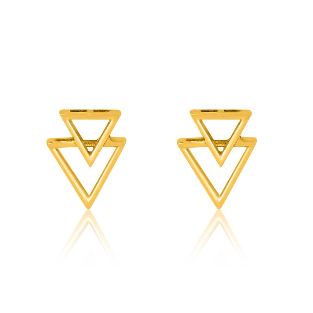 Kicky And Perky 925 Sterling Silver Earring Triangle Stud Gold Plated For Women : SILVALE002