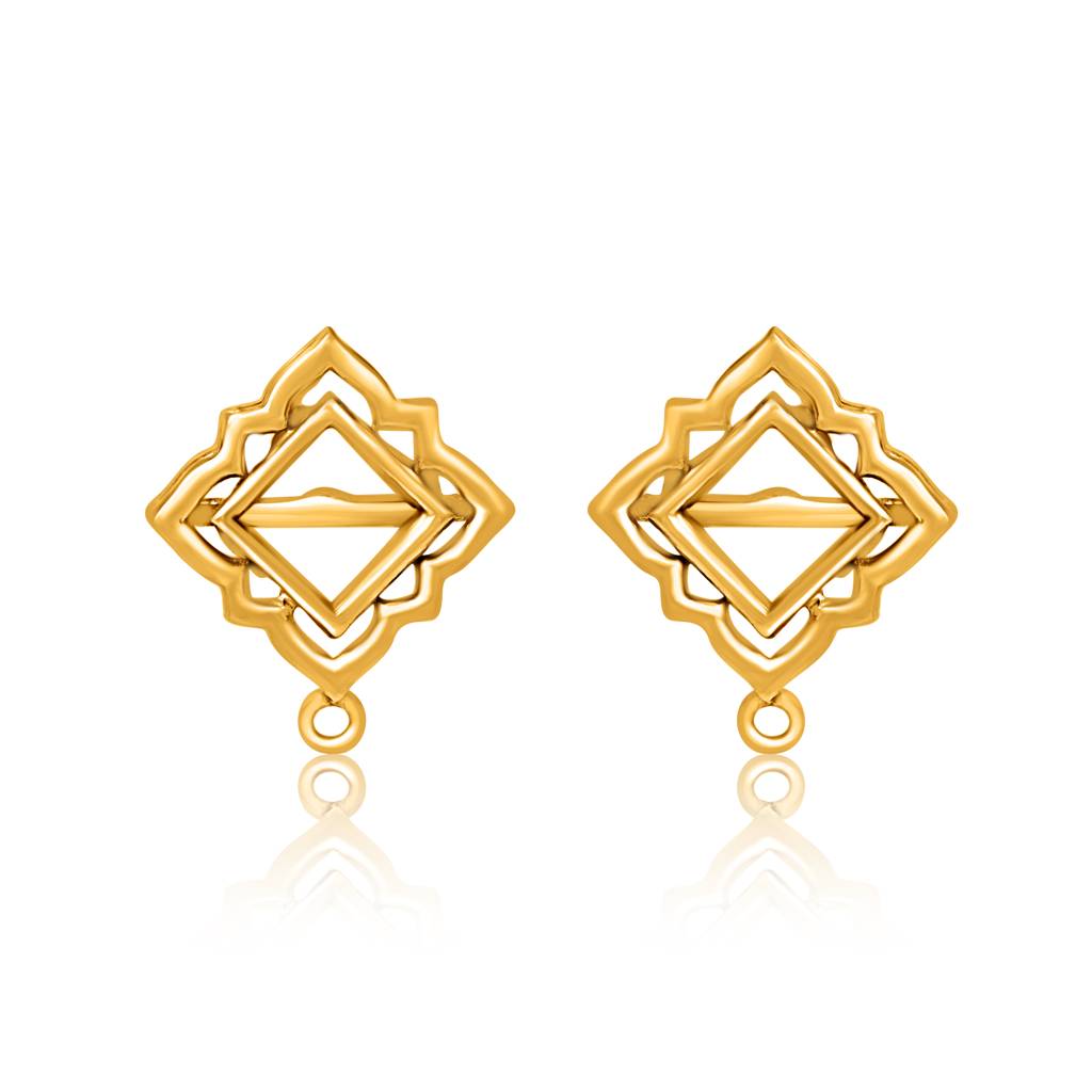 Kicky And Perky 925 Sterling Silver Two Triangle Petal Shape Design Stud Gold Plated Love Valentine For Women : SILVALE003