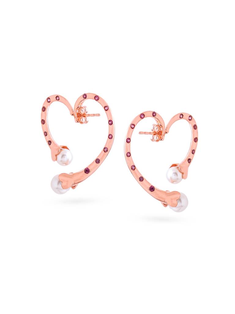Kicky And Perky 925 Sterling Silver Rose Gold Plated Heart Shape Ear Cuff For Women : SILVALE007