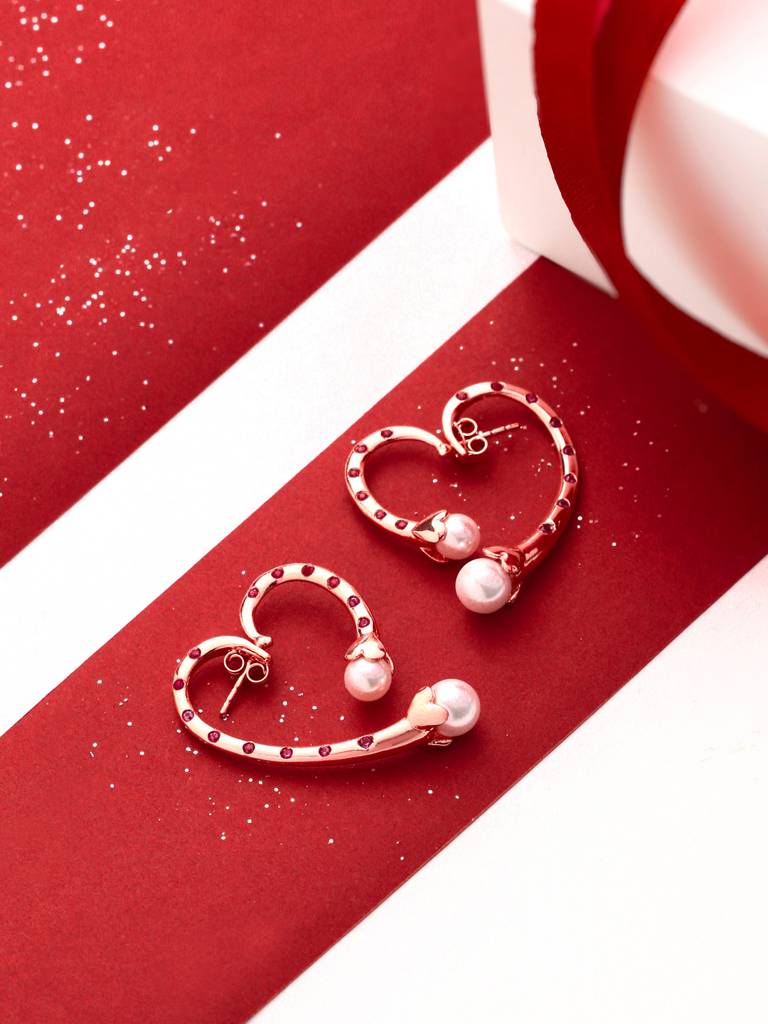 Kicky And Perky 925 Sterling Silver Rose Gold Plated Heart Shape Ear Cuff For Women : SILVALE007