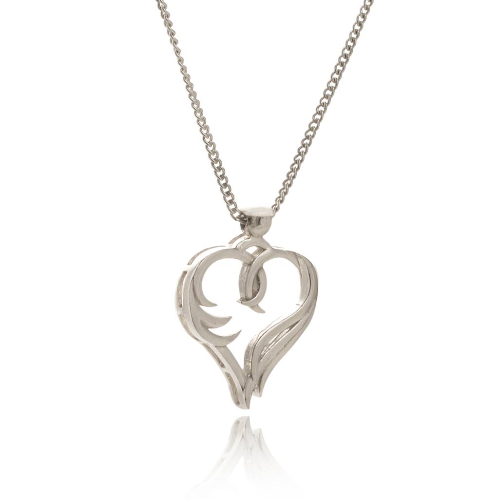 Kicky And Perky 925 Sterling Silver Double Swan Heart Pendant For Women : SILVALP006