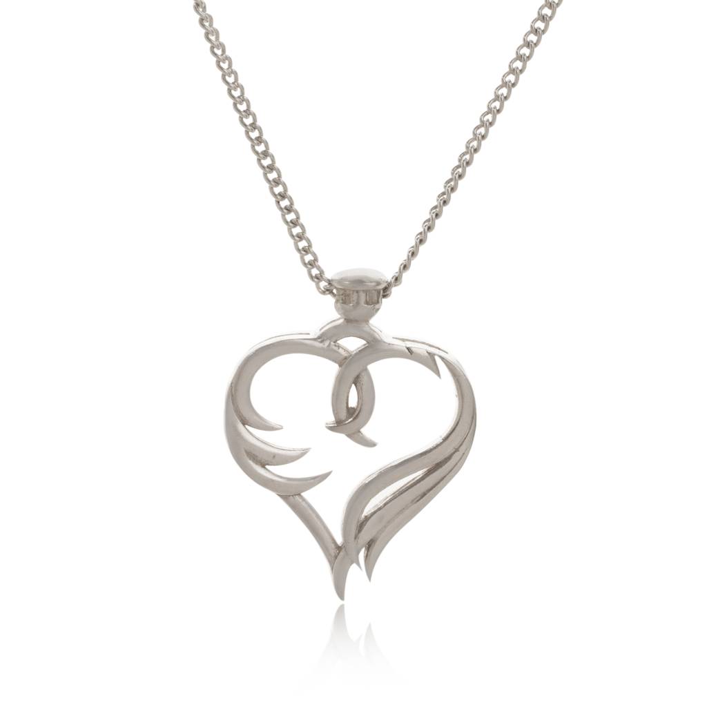 Kicky And Perky 925 Sterling Silver Double Swan Heart Pendant For Women : SILVALP006