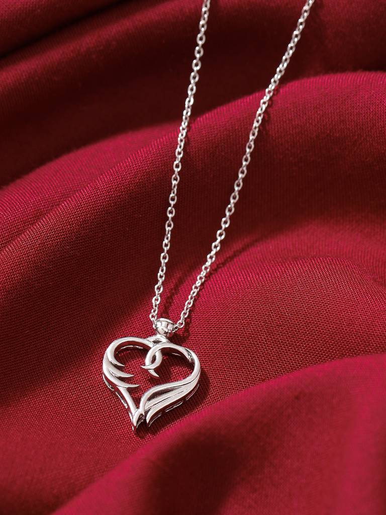 Kicky And Perky 925 Sterling Silver Double Swan Heart Pendant For Women : SILVALP006
