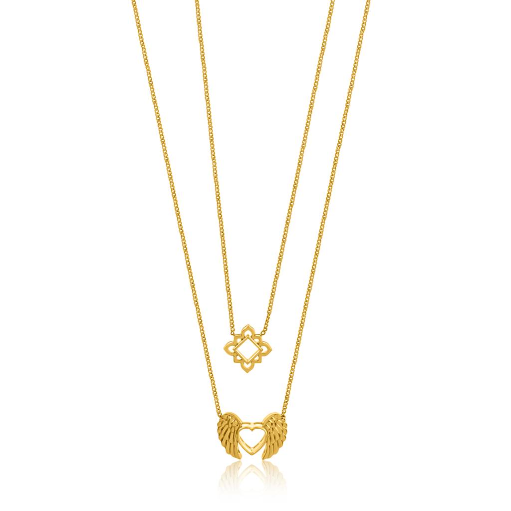 Kicky And Perky 925 Sterling Silver Gold Plated Dual Necklace For Women : SILVALP011